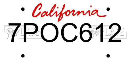 7POC612 California License Plate