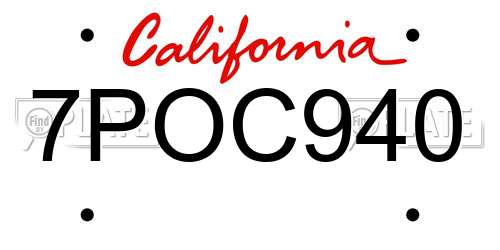 7POC940 California License Plate