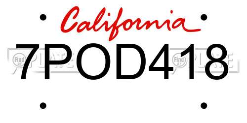 7POD418 California License Plate
