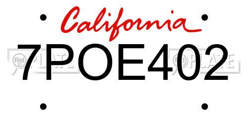 7POE402 California License Plate