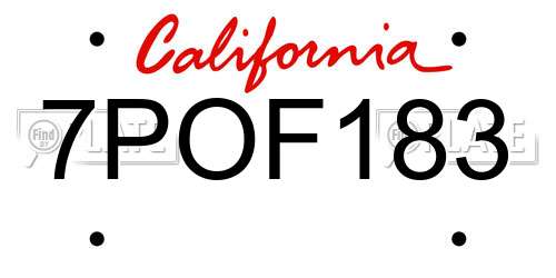 7POF183 California License Plate