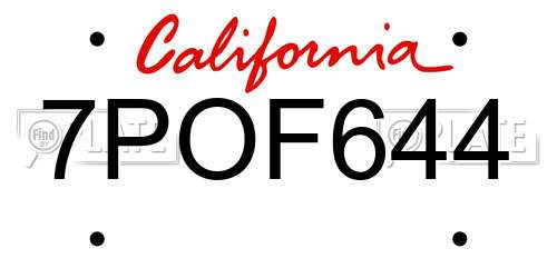 7POF644 California License Plate