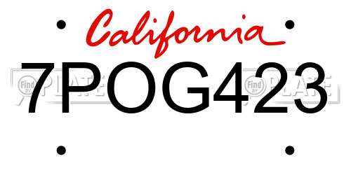 7POG423 California License Plate