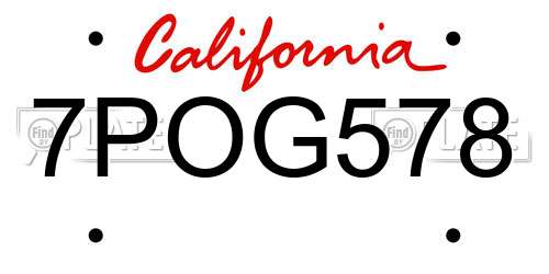 7POG578 California License Plate