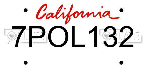 7POL132 California License Plate