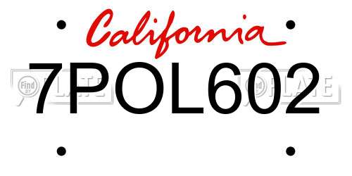 7POL602 California License Plate