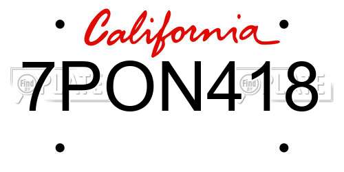7PON418 California License Plate