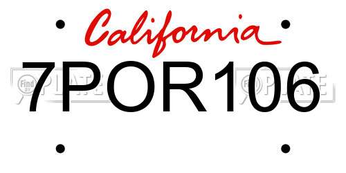 7POR106 California License Plate
