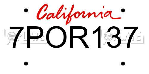 7POR137 California License Plate