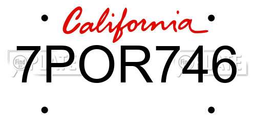 7POR746 California License Plate