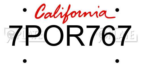 7POR767 California License Plate