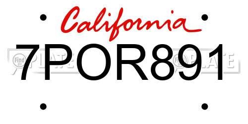 7POR891 California License Plate
