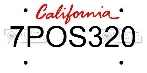 7POS320 California License Plate