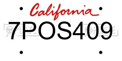 7POS409 California License Plate