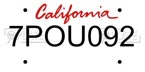 7POU092 California License Plate