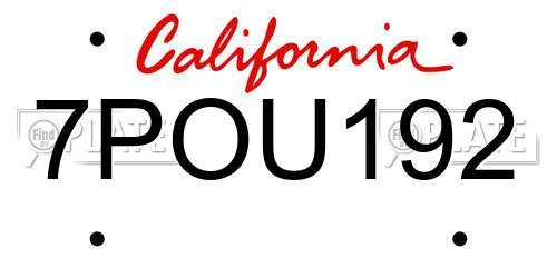 7POU192 California License Plate