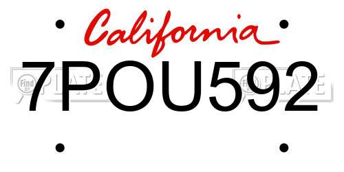 7POU592 California License Plate