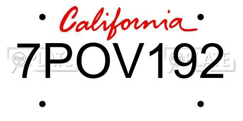 7POV192 California License Plate