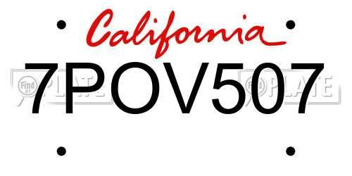 7POV507 California License Plate