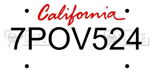 7POV524 California License Plate