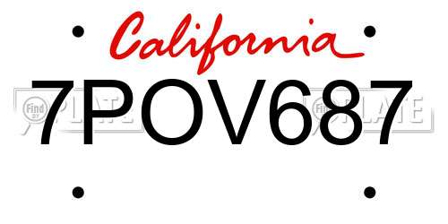7POV687 California License Plate