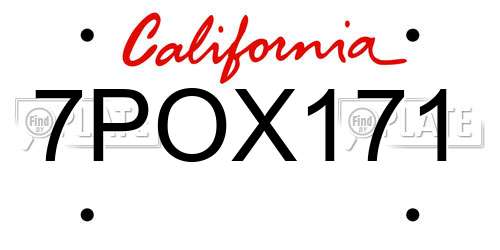 7POX171 California License Plate