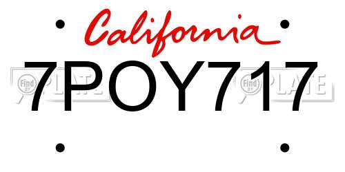 7POY717 California License Plate