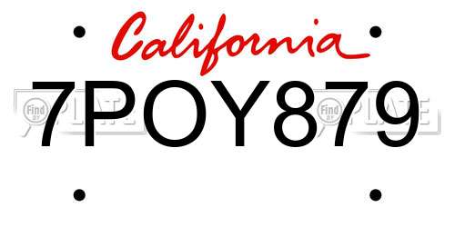 7POY879 California License Plate