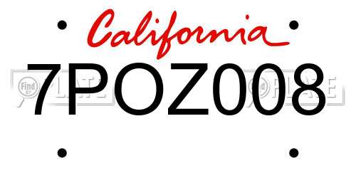 7POZ008 California License Plate