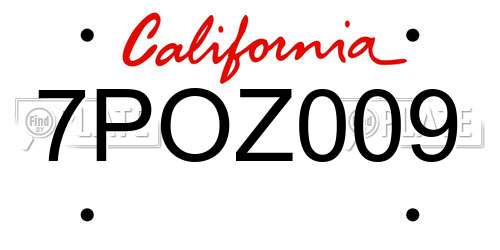 7POZ009 California License Plate