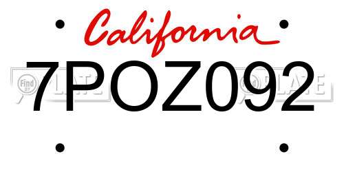 7POZ092 California License Plate