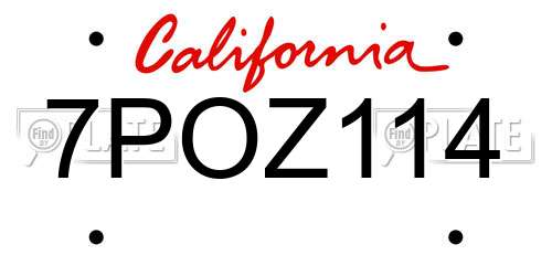 7POZ114 California License Plate