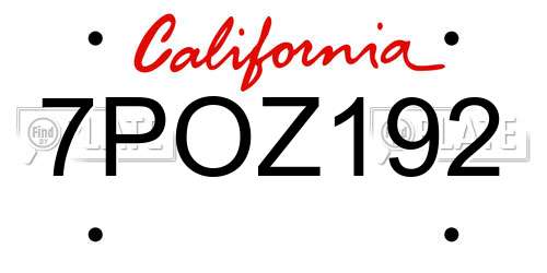 7POZ192 California License Plate