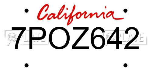 7POZ642 California License Plate
