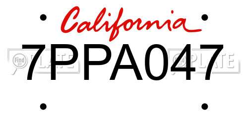 7PPA047 California License Plate