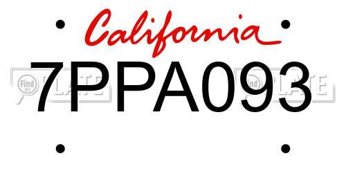 7PPA093 California License Plate
