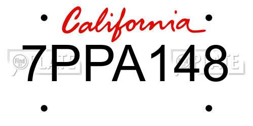 7PPA148 California License Plate