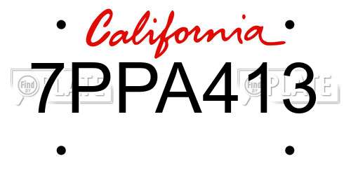 7PPA413 California License Plate