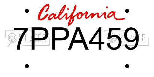 7PPA459 California License Plate