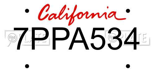 7PPA534 California License Plate