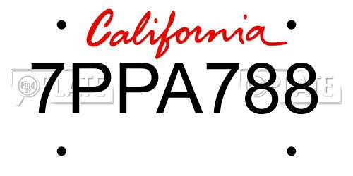 7PPA788 California License Plate