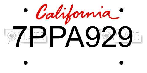 7PPA929 California License Plate