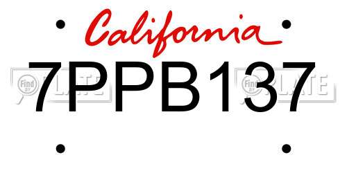 7PPB137 California License Plate