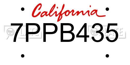 7PPB435 California License Plate