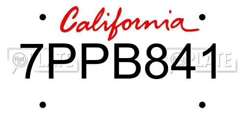 7PPB841 California License Plate