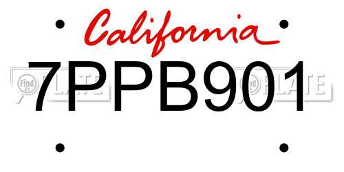 7PPB901 California License Plate