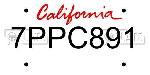 7PPC891 California License Plate