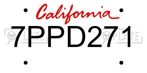 7PPD271 California License Plate