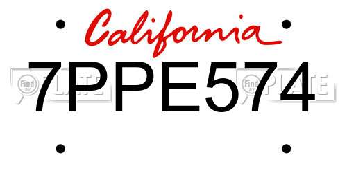7PPE574 California License Plate
