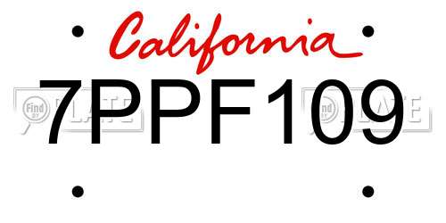 7PPF109 California License Plate